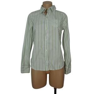 OLD NAVY Shirt S SMALL Striped Button Front Green White